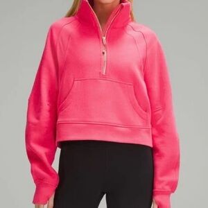 Lululemon Scuba Funnel Neck Half Zip Hoodie Glaze Pink GOLD ZIP – M/L